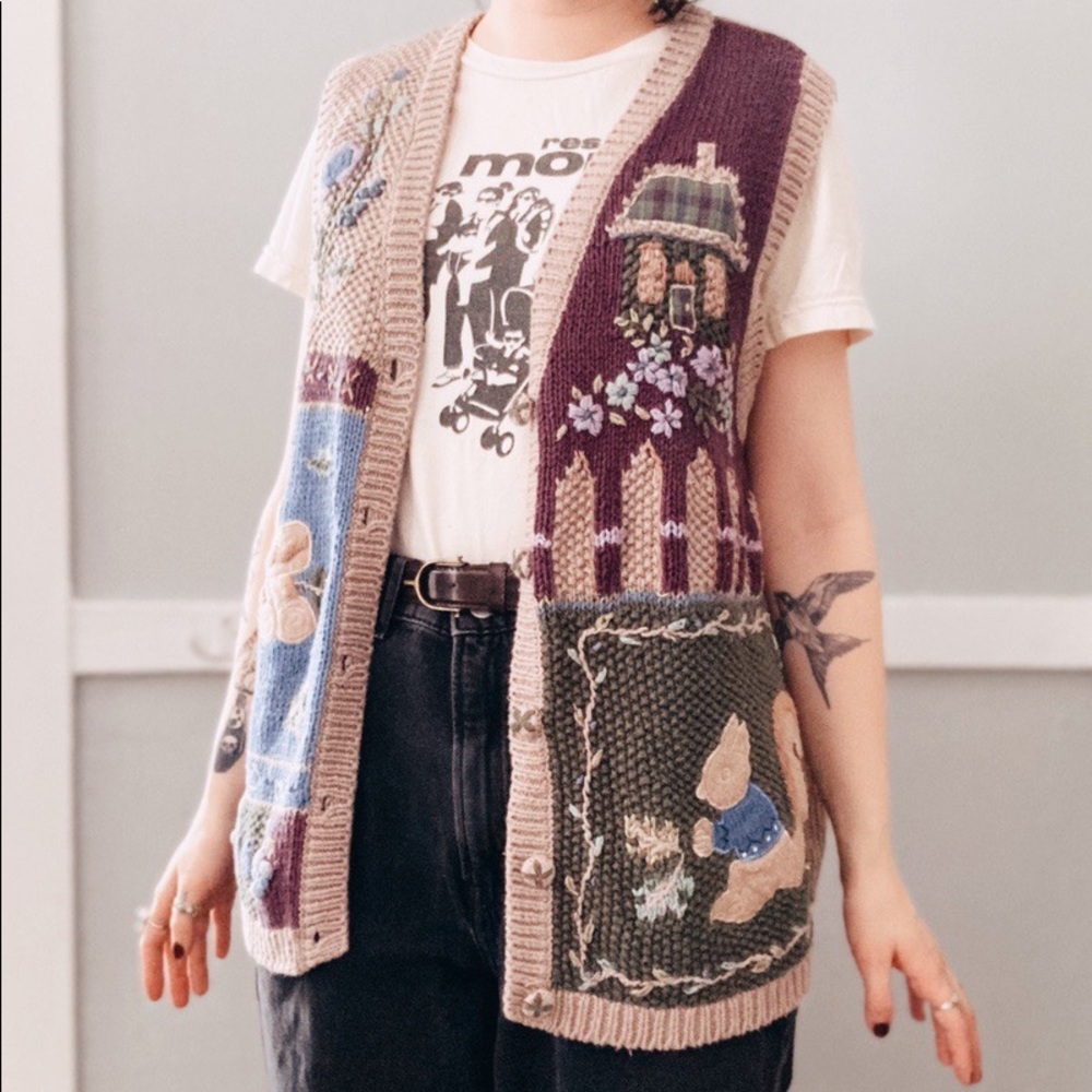 Vintage Cottagecore nature sweater vest